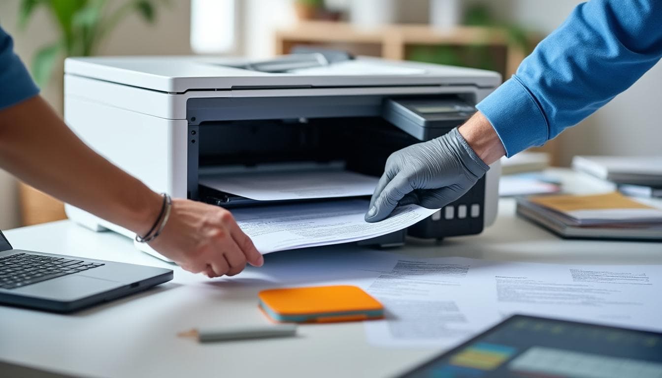 Imprimante cache papier plein : déblocage et vidage