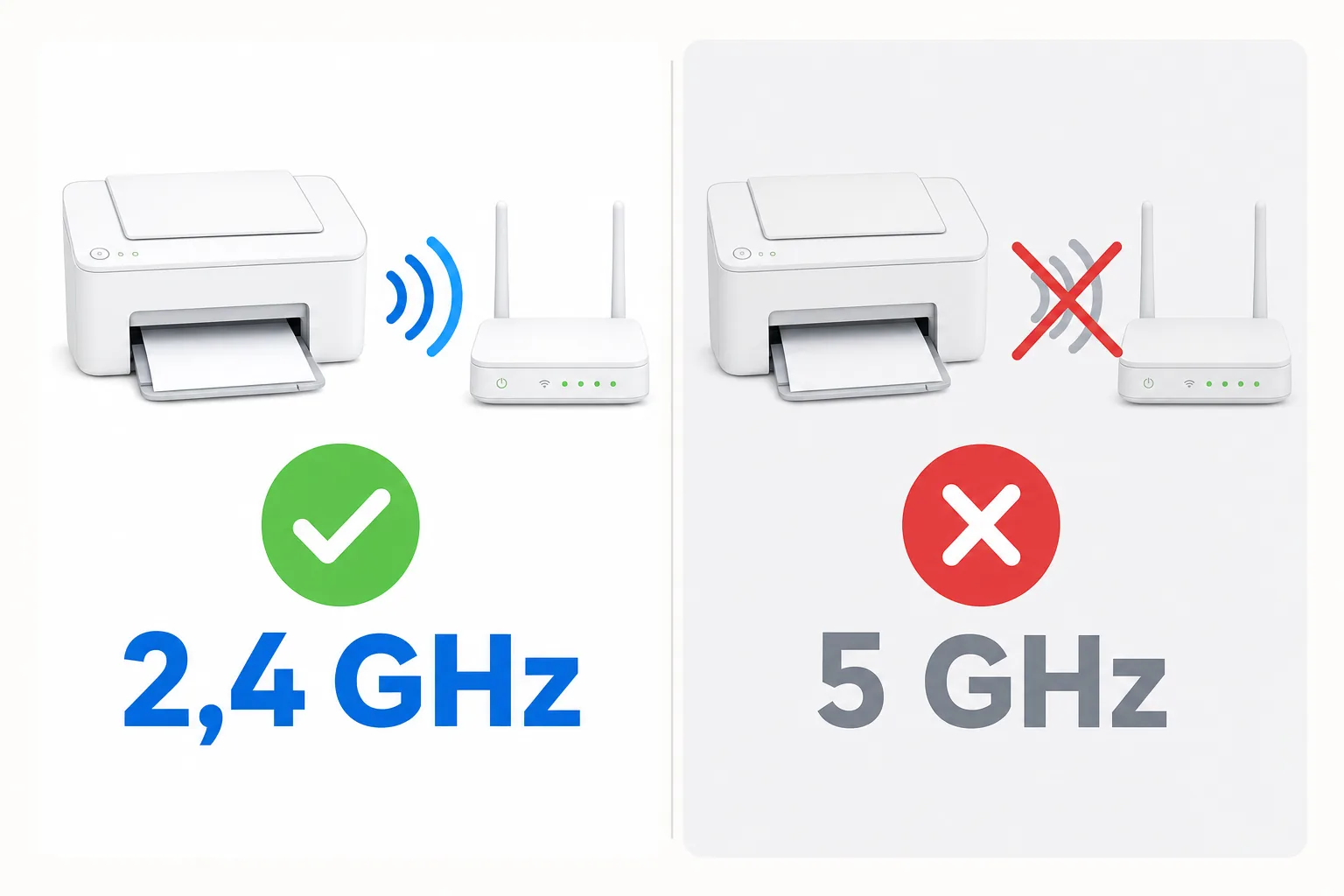 Une imprimante Epson se connecte au WiFi 2,4 GHz mais pas au 5 GHz